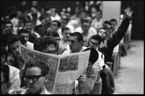 Students awaiting the Selective Service College Qualification Test to determine eligibility for an educational deferment from service in the Vietnam War