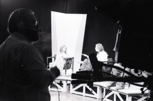 Commune members at the WGBY Catch 44 (public access television) interview: Anne and Jim Baker talking on stage