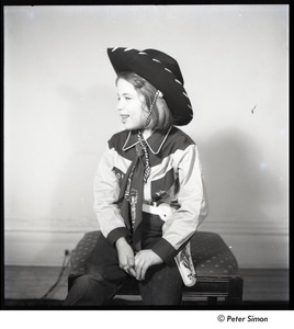 Carly Simon: full length portrait in cowboy costume