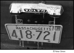 Icicles on the back of Peter Simon's volvo