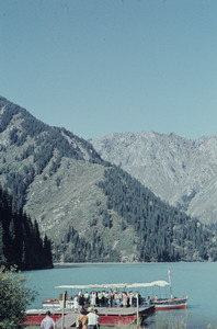 Resort boat on a mountain lake