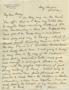 Letter from Herbert Lyman Moodey to Florence Porter Lyman