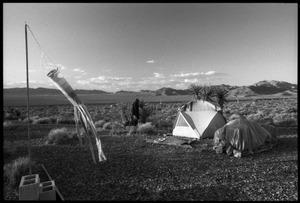 Tent and grounds at the Nevada Test Site peace encampment