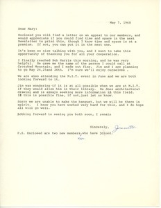 Letter from Jeanette O'Donnell to Mary Bartels