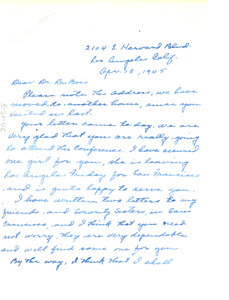 Letter from Vada Somerville to W. E. B. Du Bois