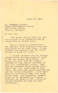 Letter from W. E. B. Du Bois to Benjamin Douglas