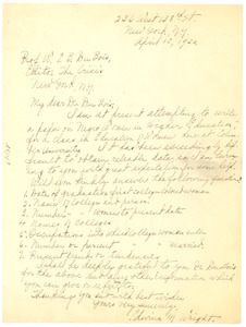 Letter from Edwina M. Wright to W. E. B. Du Bois