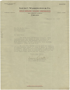 Letter from Fisk Club of Chicago to W. E. B. Du Bois