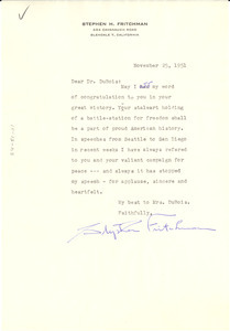 Letter from Stephen Fritchman to W. E. B. Du Bois