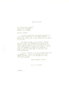 Letter from W. E. B. Du Bois to Robert Morss Lovett