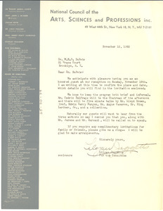 Letter from National Council of the Arts, Sciences and Professions to W. E. B. Du Bois