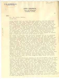 Letter from E. B. Jourdain, Jr. to W. E. B. Du Bois