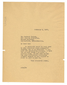 Letter from W. E. B. Du Bois to Herbert Myrick