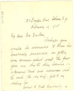 Letter From Jessie Fauset to W. E. B. Du Bois