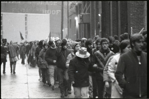 MIT I-Lab demonstration: protesters marching by Instrumentation Laboratory