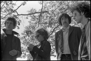 The Velvet Underground: (l.-r.) Lou Reed, Maureen Tucker, Sterling Morrison, and Doug Yule, posing by the Charles River