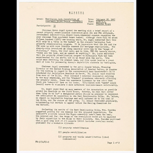 Minutes from meeting of Washington Park Association of Apartment House Owners (WAPAAHO) held February 18, 1965 at Freedom House