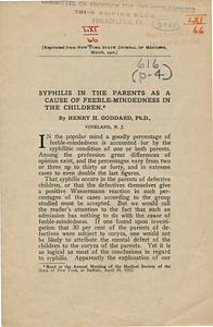 Syphilis in the parents as a cause of feeble-mindedness in the children