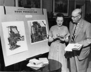 Mary Richmond and President Baxter discuss book production
