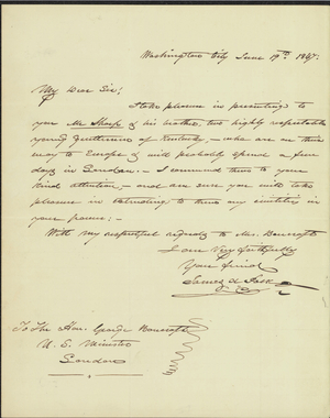 Letter from President James K. Polk to Minister George Bancroft, 1847 June 19
