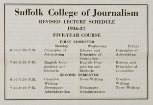 Suffolk University College of Journalism lecture schedule