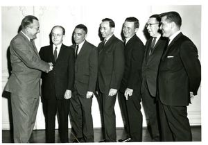 Dean Frederick McDermott (Law) and others at Suffolk University's Law Day, 1962