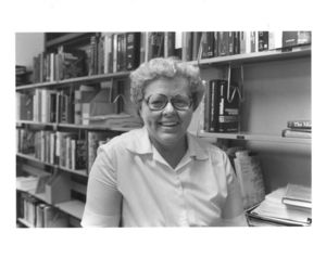 Suffolk University Law Librarian Patricia I. Brown in the Law Library