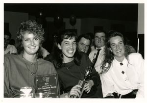 Suffolk University students at an athletics banquet, 1996