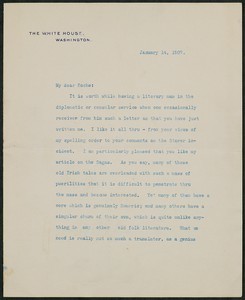 Letter, January 14, 1907, Theodore Roosevelt to James Jeffrey Roche