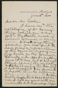 Letter, June 8, 1900, Thomas Addis Emmet to James Jeffrey Roche