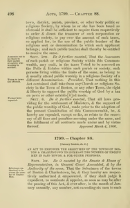 1799 Chap. 0088 An Act To Empower The Selectmen Of The Towns Of Boston ...