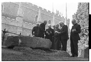 Cardinal Bernard Law (Boston), with other clergy at Saint Patrick's grave at Downpatrick