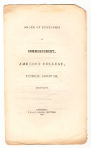 Amherst College Commencement program, 1847 August 12
