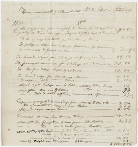 Edward Hitchcock geological survey expense account, 1831 August 29 to 1831 December 5