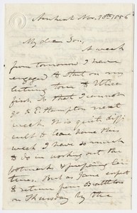 Edward Hitchcock letter to Edward Hitchcock, Jr., 1856 November 10
