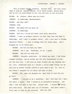 Interview with George E. Johnson, 1988 October 28