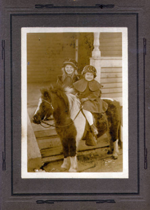 My mother and aunt on pony in Dorchester