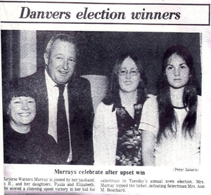 My mother's election as Danvers' Selectman (possibly in 1972)