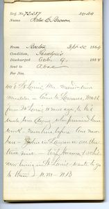 Tewksbury Almshouse Intake Record: Brown, John C.