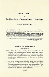 Daily List of Legislative Committee Hearings