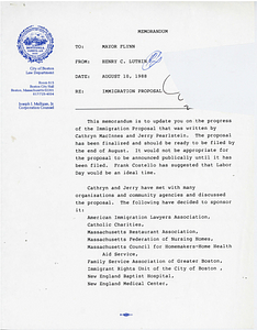Memorandum from Henry C. Luthin to Mayor Raymond L. Flynn