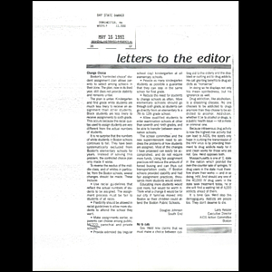 Letters to the editor, May 16, 1991.