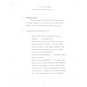 CWEC news notes for week ending October 27, 1976.