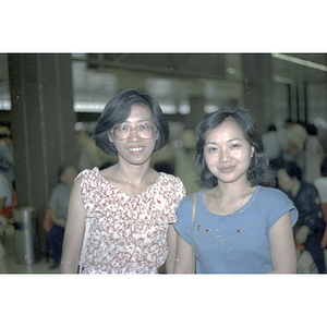 Two women pose at Chinese Progressive Association's Fifth Anniversary Celebration