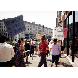 Demonstrators picket outside Dynasty Restaurant to get back wages for workers