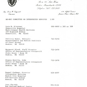 Documents related to the unemployment insurance interpreter services bill