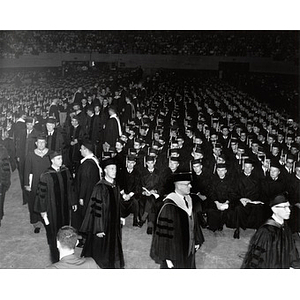 Procession of faculty to the stage during commencement ceremony, June 14, 1964
