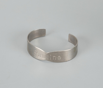 Bracelet, engraved "Pauline." Silver. Made by Baroir 'Byron' Hairian. Massachusetts, 1950-1970