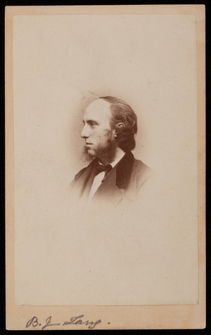 Studio portrait of B. J. Lang, Boston, Mass., ca. 1862
