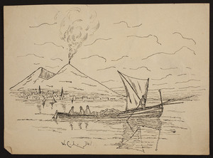 [View of far-eastern harbor with boat.]